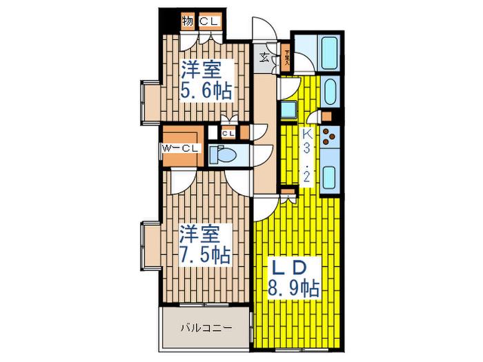 CITY SPIRE池上(2LDK/6階)の間取り写真