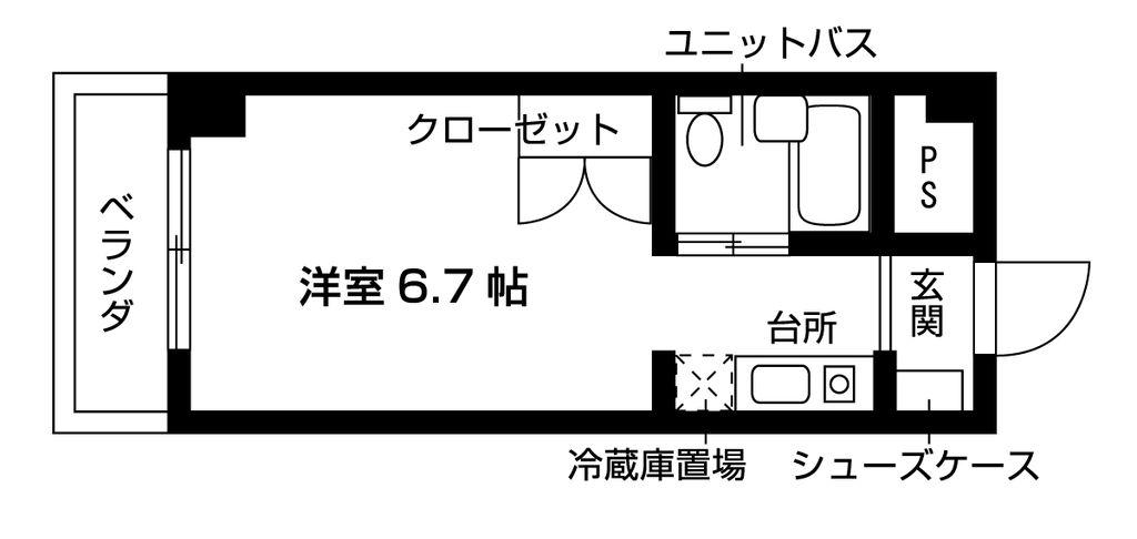 プランドール(1K/5階)の間取り写真