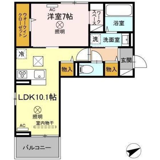 トリシア原尾島(1LDK/1階)の間取り写真