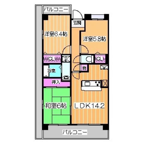 サンパティーク(3LDK/2階)の間取り写真