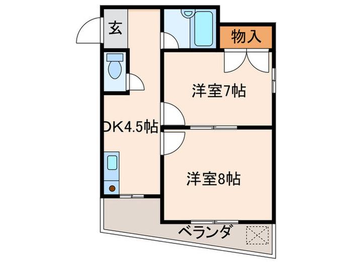 サンフラット百万両(2DK/2階)の間取り写真