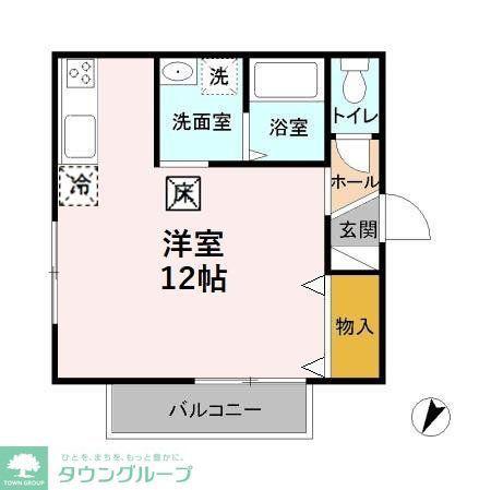 エアルアクテーィス(ワンルーム/1階)の間取り写真