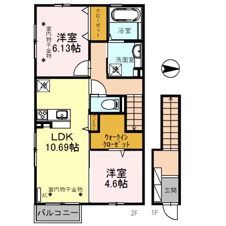 YONSA(2LDK/2階)の間取り写真