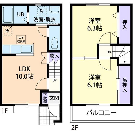 メゾネット佐倉B(2LDK/1階)の間取り写真