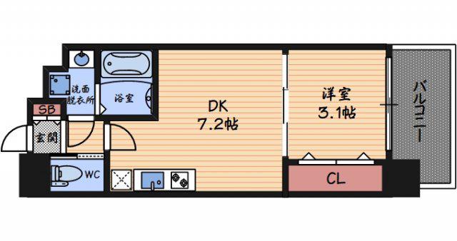 セレニテ福島CALME(1DK/3階)の間取り写真