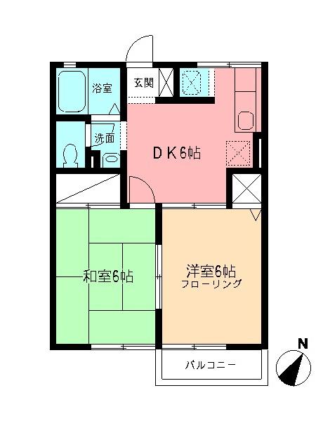 ドリームハイツ(2DK/2階)の間取り写真