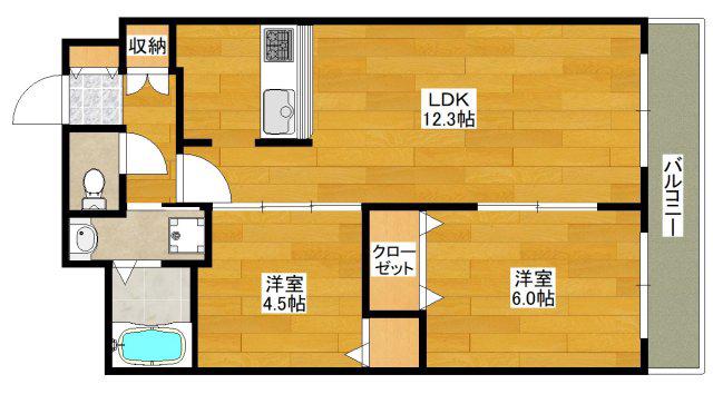 アミルV番館(2LDK/5階)の間取り写真