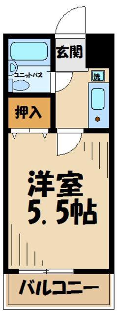 キャトルセゾン相模原(1K/2階)の間取り写真