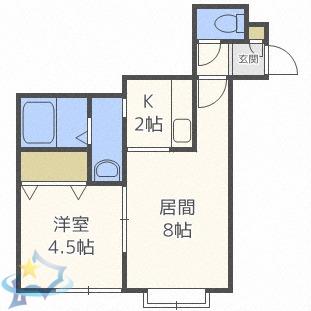 ファクター発寒(1LDK/2階)の間取り写真