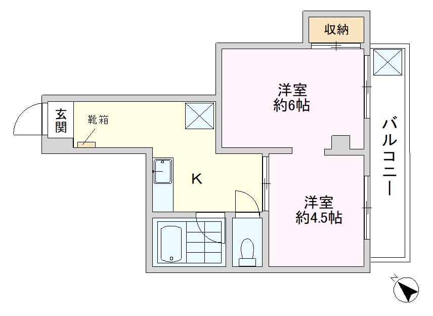 ヴァレイシャス(2K/4階)の間取り写真