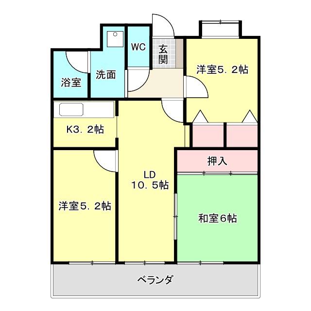 エスポア曙(3LDK/5階)の間取り写真