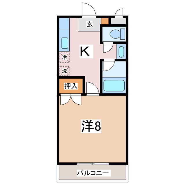 西山団地5号棟(1K/2階)の間取り写真
