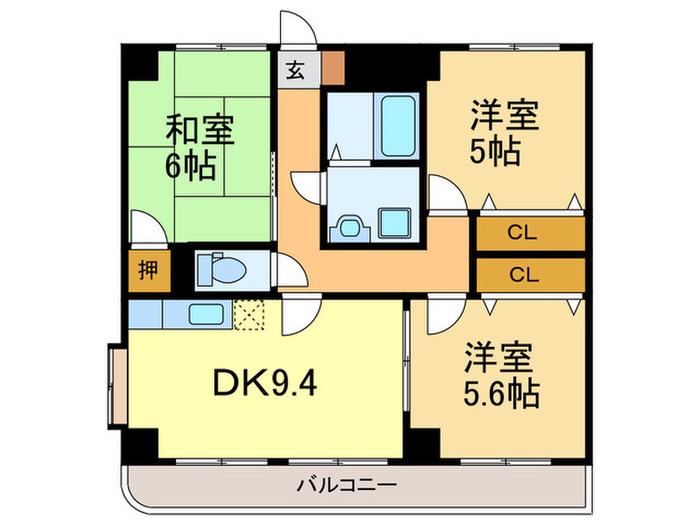 サンハイム住吉(3DK/2階)の間取り写真