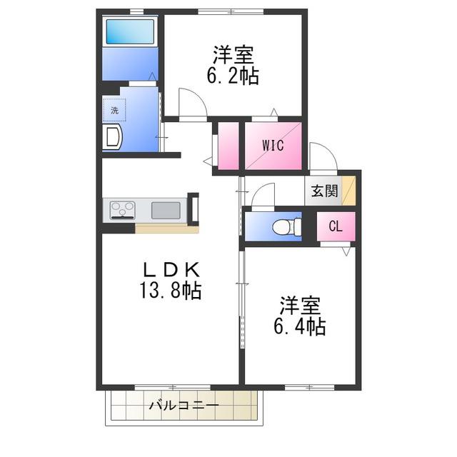 シャーメゾン鈴の宮(2LDK/2階)の間取り写真
