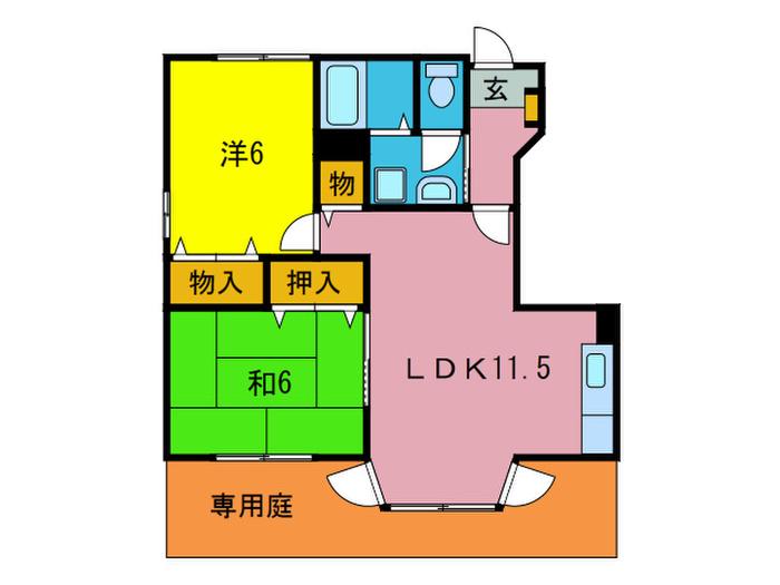 アトリオI(2LDK/1階)の間取り写真