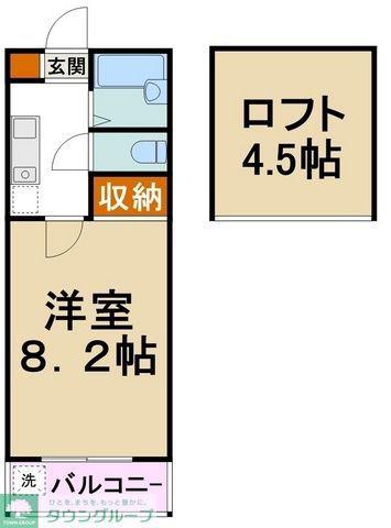 フラットウエストII(1K/2階)の間取り写真