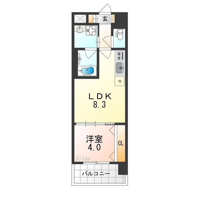 スプランディッドあびこ駅前(1LDK/9階)の間取り写真