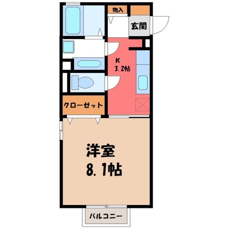 クレストタウン C(1K/1階)の間取り写真