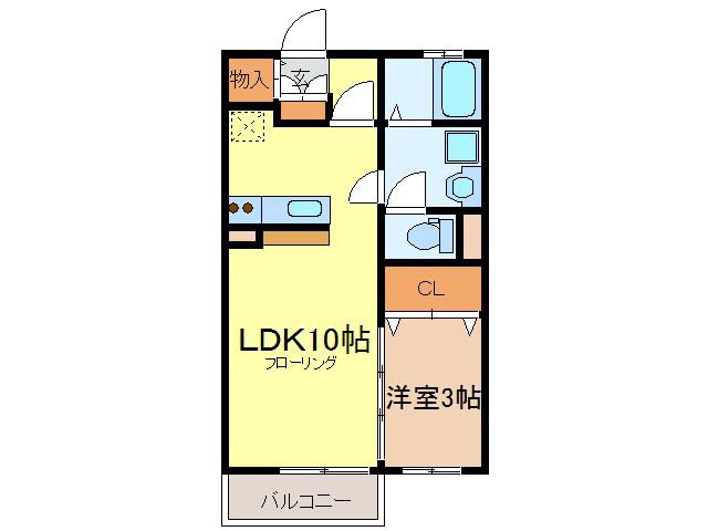 リビングタウン榎戸(1LDK/2階)の間取り写真