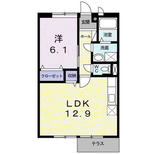 コーラルガーデン(1LDK/1階)の間取り写真