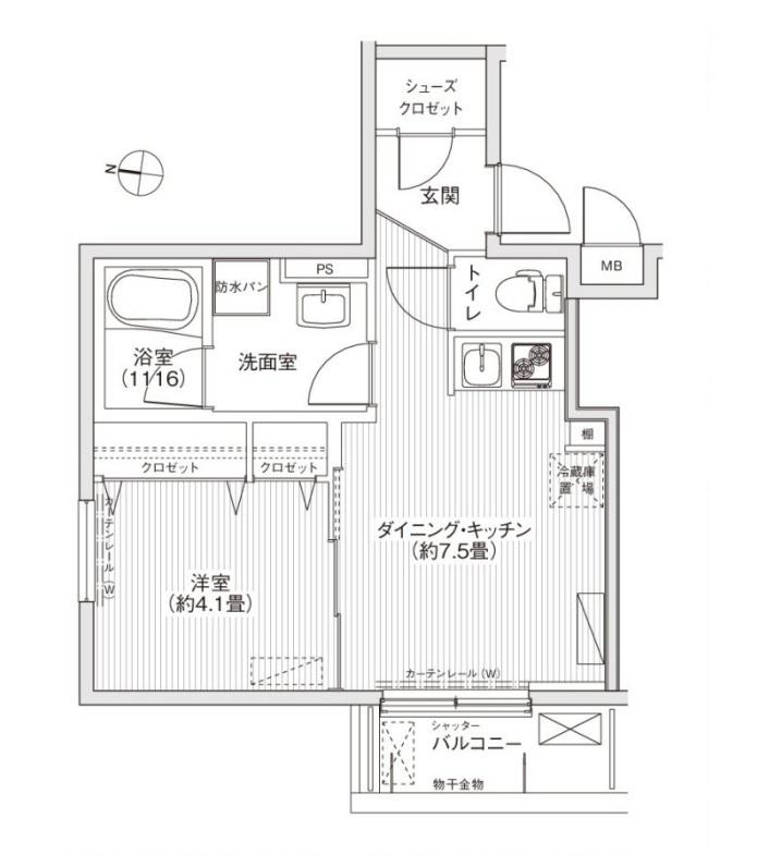 BLESS新中野(1DK/2階)の間取り写真