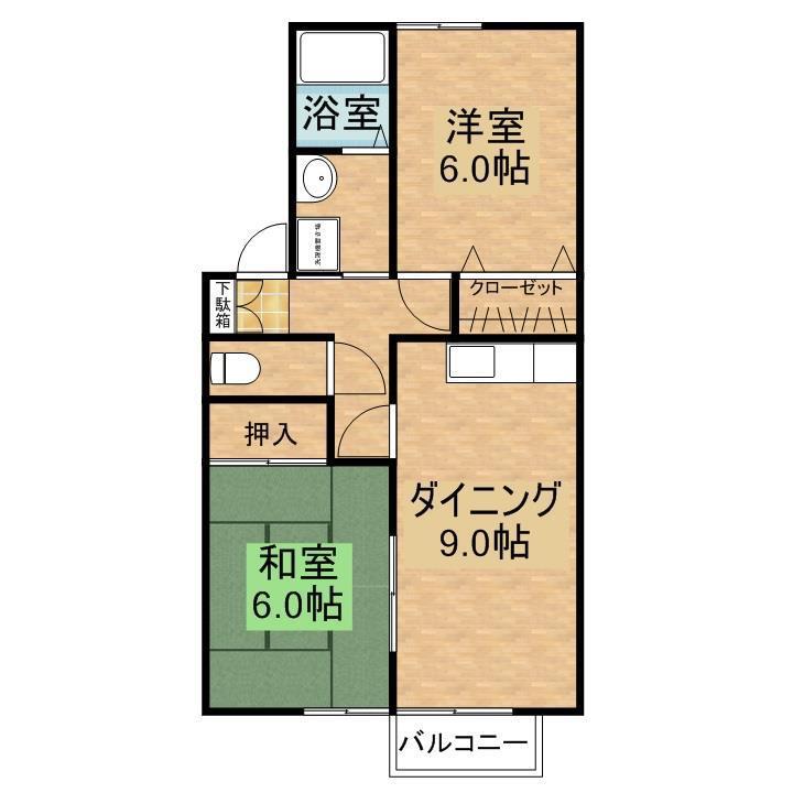 シャトレー本田(2LDK/2階)の間取り写真