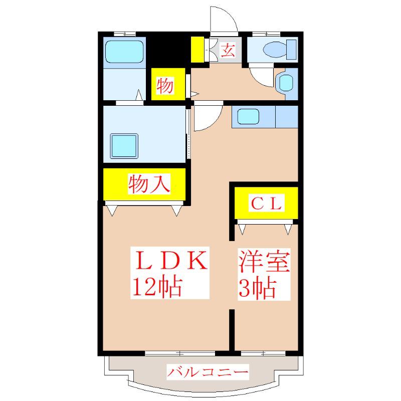 セレクト溝辺(ワンルーム/1階)の間取り写真