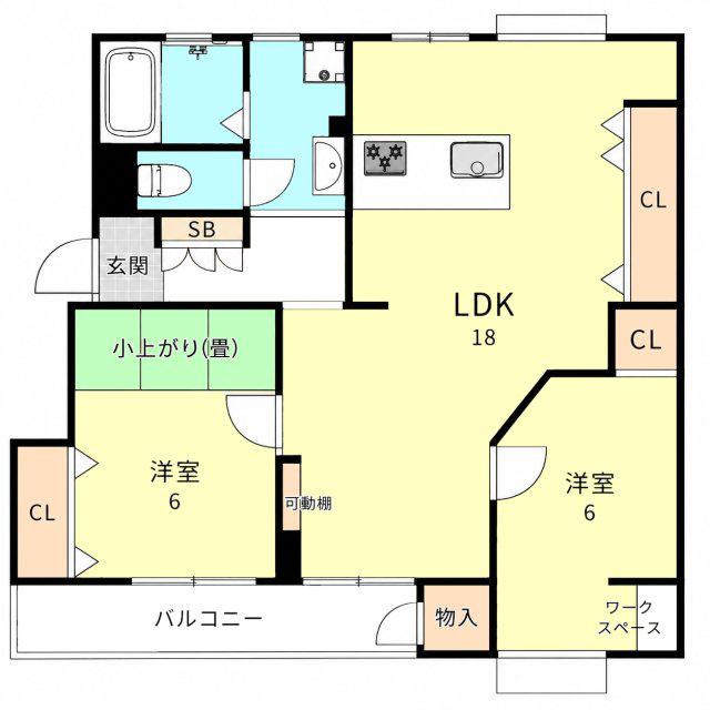 北須磨団地A1号棟(2LDK/1階)の間取り写真