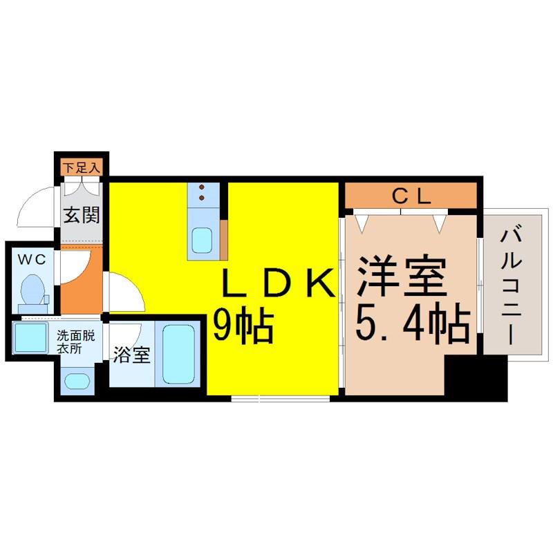 RAFFLE CHIHAYA(1LDK/7階)の間取り写真