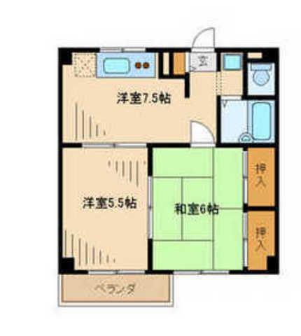 サクヤパレス唐木田(2DK/3階)の間取り写真