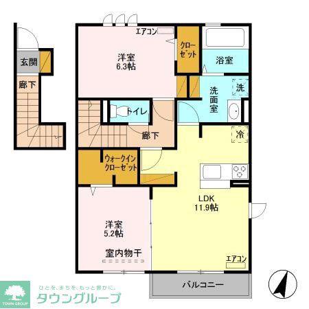 アファービレB(2LDK/2階)の間取り写真