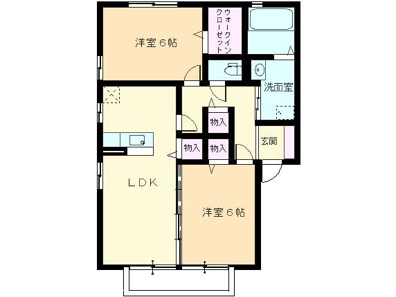 クローバーM(2LDK/2階)の間取り写真