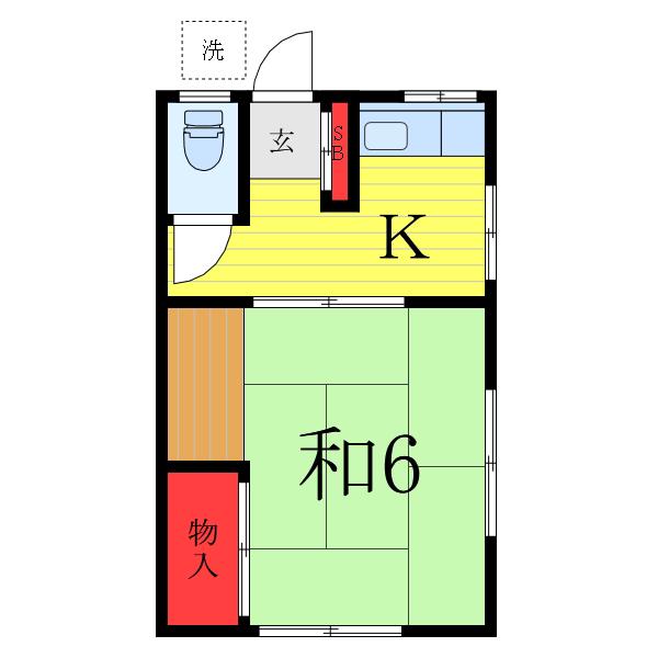 金剛荘(1K/2階)の間取り写真