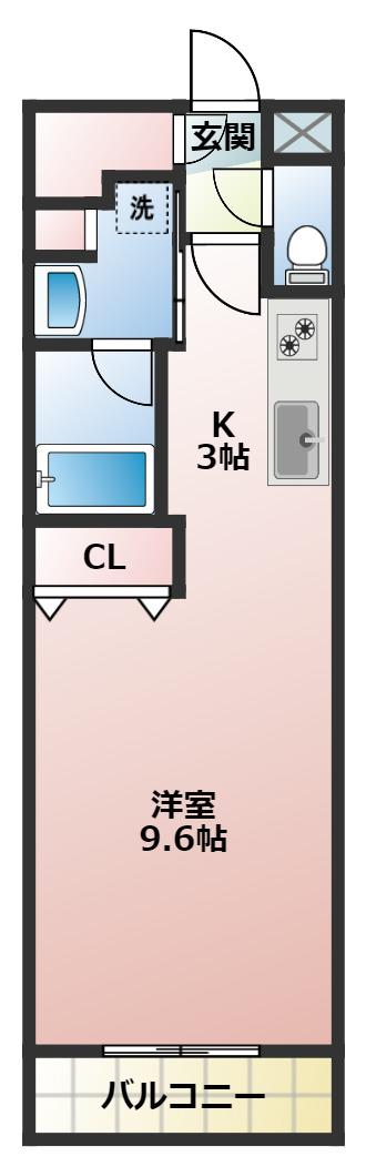 モデリスト大倉山(ワンルーム/3階)の間取り写真