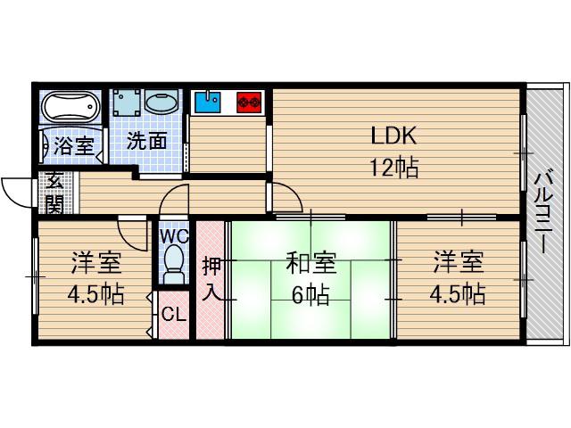 フォーンヴェイルハイム(3LDK/1階)の間取り写真