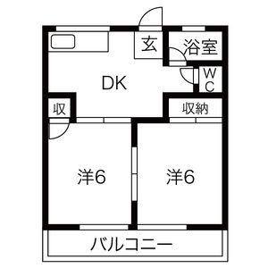 ラヴィアン宮脇(2DK/3階)の間取り写真