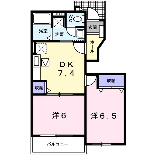 メゾン アンジュA棟(2DK/1階)の間取り写真