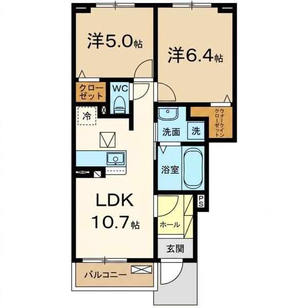 アルバ A(2LDK/1階)の間取り写真