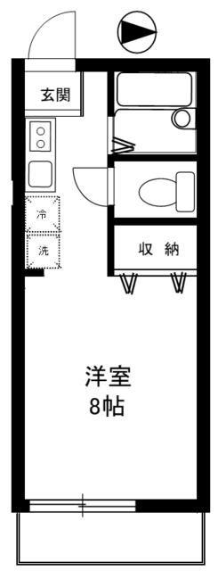 ジベ成城2(1K/2階)の間取り写真