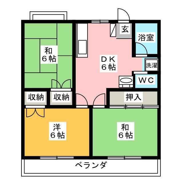 農住メゾン富士見I(3DK/2階)の間取り写真