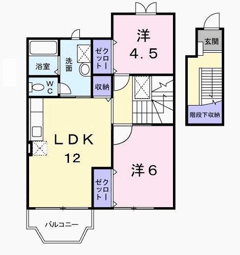 ケイプハウス(2LDK/2階)の間取り写真