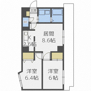 シルキーU6・1(2LDK/8階)の間取り写真