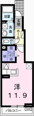 エクセラン則直IV(ワンルーム/1階)の間取り写真