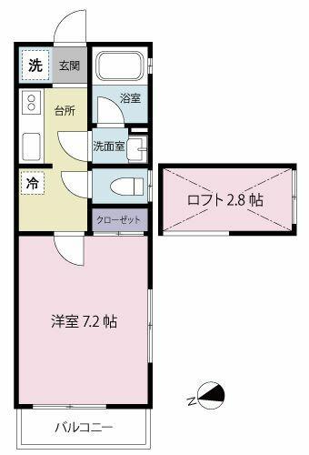 YSハウス(1SK/2階)の間取り写真