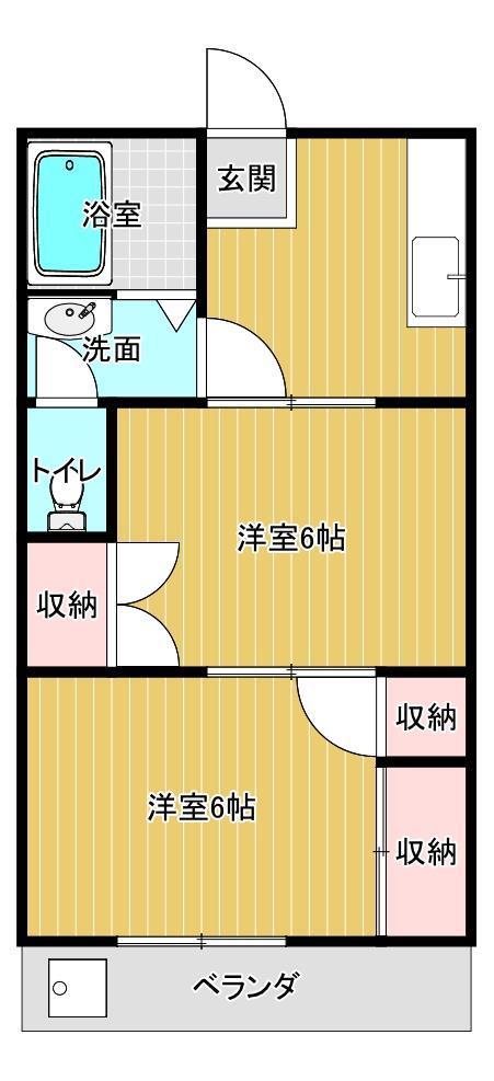 フラワーハイツ(2DK/1階)の間取り写真