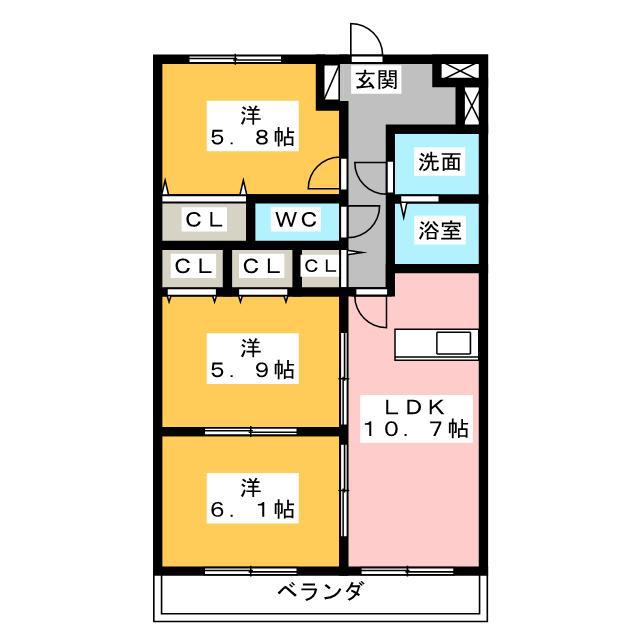 インシエーメ(3LDK/2階)の間取り写真