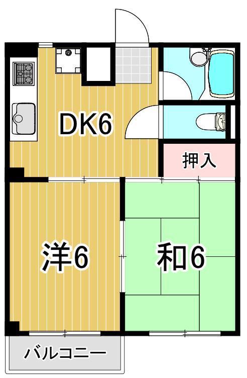 パークタウン1(2DK/1階)の間取り写真