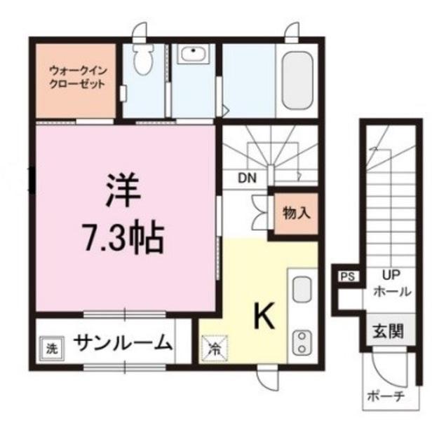 GRAND MAISON OHYACHI/グランメゾン逢谷内(1K/2階)の間取り写真