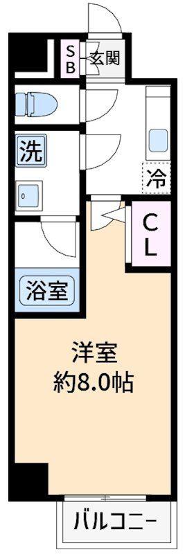 ベルグレードSK(1K/9階)の間取り写真