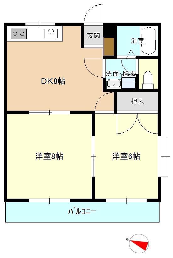 黒田マンション(2DK/4階)の間取り写真